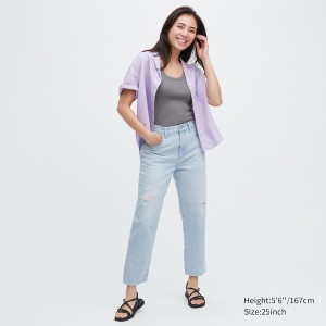 Uniqlo Boyfriend Tapered Ženske Traperice Plave | 8401-CPQAZ