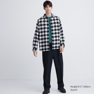 Uniqlo Flannel Checked Long-Sleeve Muške Košulje Plave | 2513-XJSIK