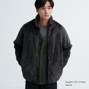 Uniqlo Fluffy Yarn Fleece Full-Zip Muške jackets Tamno Sive | MFOKTH-842